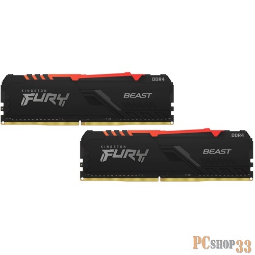 Оперативная память Kingston 32GB DDR4 2666MHz DIMM FURY Beast Black RGB PnP KF426C16BB12AK2/32 kit 2x16Gb, CL16, 1.2V 288-pin Non-ECC