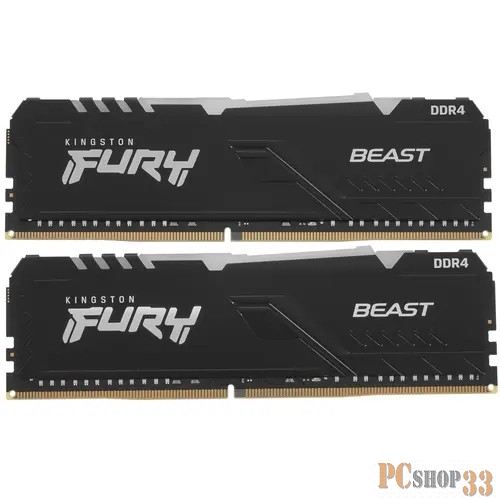 Оперативная память Kingston 32GB DDR4 2666MHz DIMM FURY Beast Black RGB PnP KF426C16BB12AK2/32 kit 2x16Gb, CL16, 1.2V 288-pin Non-ECC
