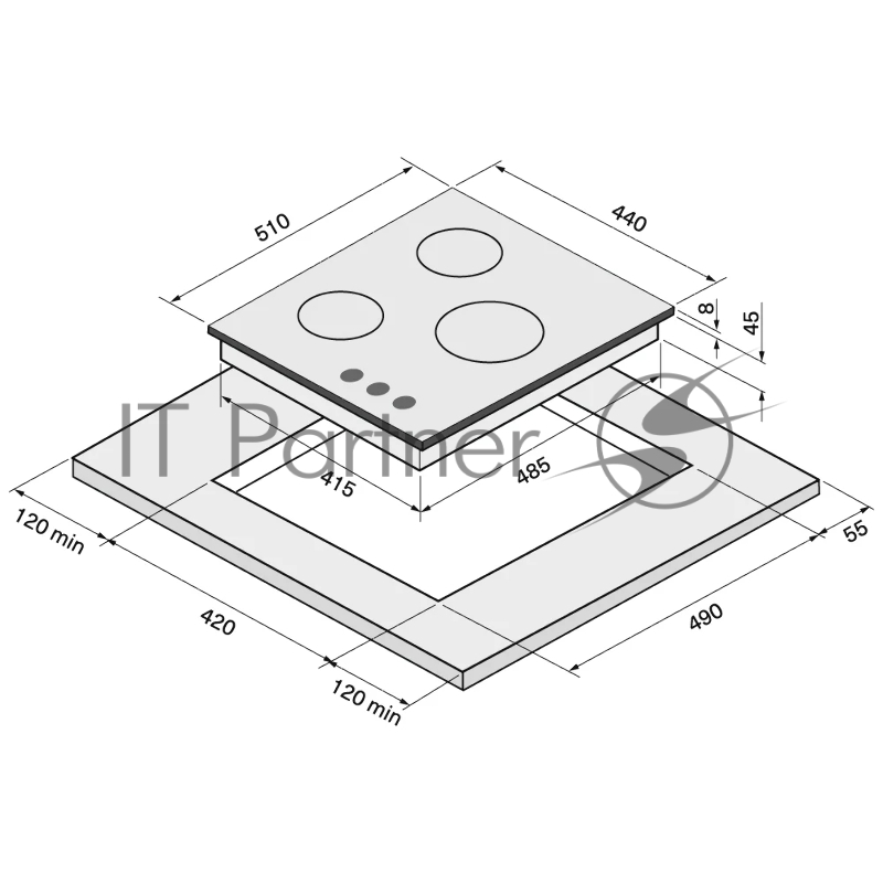 Газовая варочная поверхность KRONA HAGEL 45 WH W