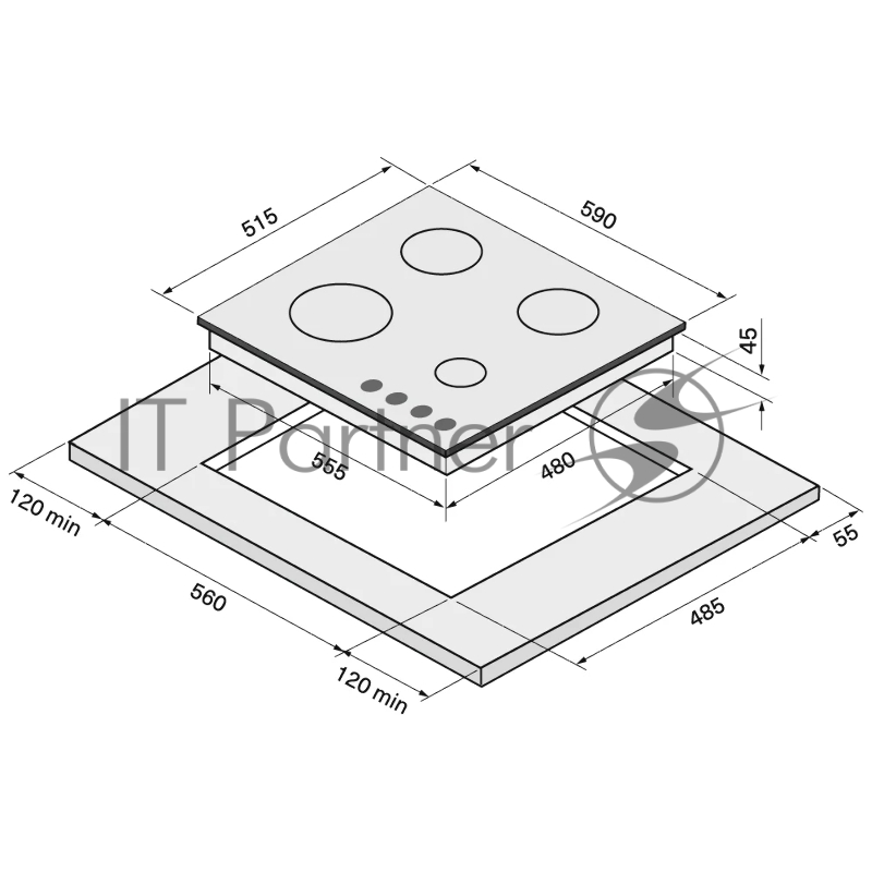 Газовая варочная поверхность KRONA HAGEL 60 IX