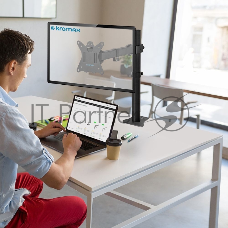 Кронштейн для монитора Kromax CASPER-506 black 4 шт/уп. 10-34, max 10 кг, 5 ст св., нак. ±80°, пов. 180°, max VESA 100x100 мм.