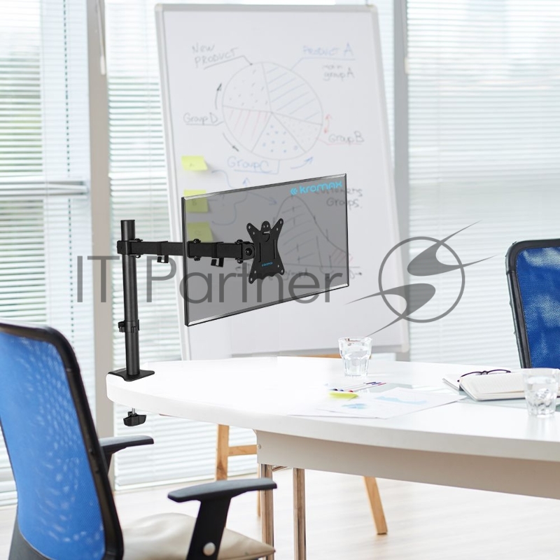 Кронштейн для монитора Kromax CASPER-507 black 4 шт/уп. 10-34, max 10 кг, 6 ст св., нак. ±80°, пов. 360°, max VESA 100x100 мм.