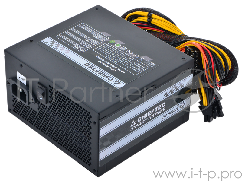 Блок питания 600Вт Chieftec GPS-600A8 ATX12V V2.3 (20/24+4/8+6/8pin, вентилятор d120мм) + кабель питания EURO (1.5м)