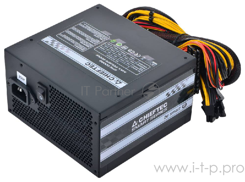 Блок питания 600Вт Chieftec GPS-600A8 ATX12V V2.3 (20/24+4/8+6/8pin, вентилятор d120мм) + кабель питания EURO (1.5м)