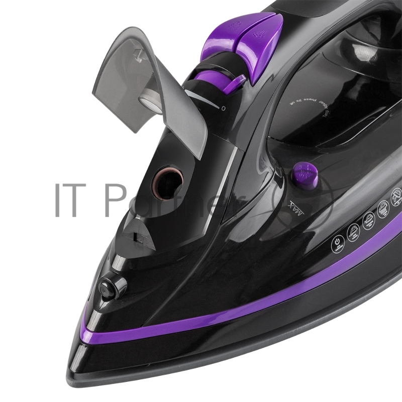 Утюг электрический Endever Delta-230 черный/фиолетовый, мощность 2800 Вт, подача пара 60 г/мин, паровой удар 160 г/мин, 10 шт/уп