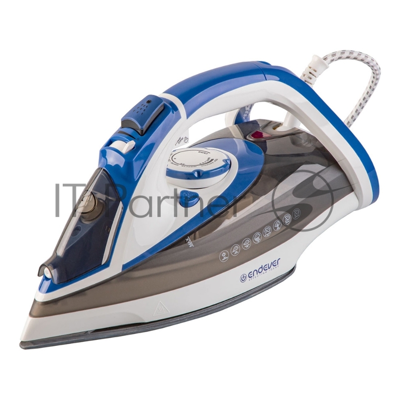 Утюг электрический Endever Delta-231, белый/синий/черный, Мощность 3000 Вт, Подача пара до 75 г/мин, Паровой удар до 190 г/мин, 10 шт/уп