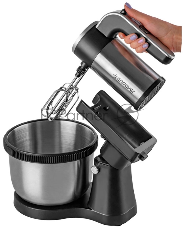 Миксер Endever Sigma-12 c чашей, черный/стальной, мощность 800 Вт, 2 вида насадок, 5 скоростей, 6 шт/уп.