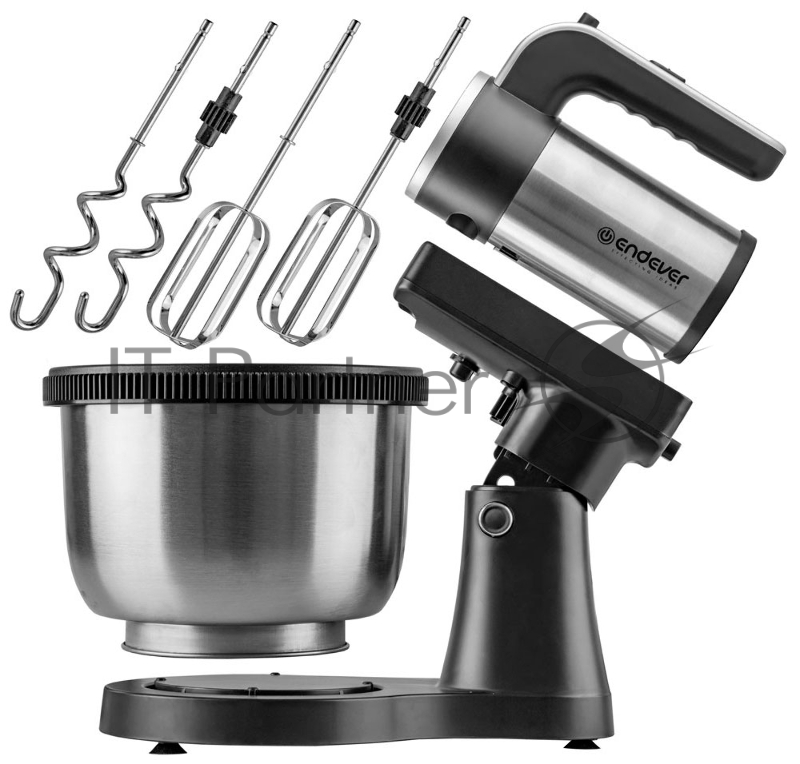 Миксер Endever Sigma-12 c чашей, черный/стальной, мощность 800 Вт, 2 вида насадок, 5 скоростей, 6 шт/уп.