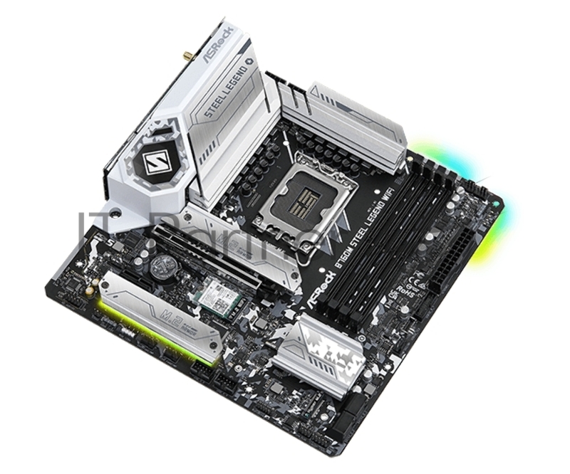 Материнская плата ASRock B760M STEEL LEGEND WIFI, Socket 1700, Intel®B760, 4xDDR5-4800, HDMI+DP, 1xPCI-Ex16, 1xPCI-Ex1, 4xSATA3(RAID 0/1/5/10), 3xM.2, 8 Ch Audio, 1x2.5GLan, WiFi, (2+4)xUSB2.0, (5+2)xUSB3.2, (1+1)xUSB3.2 Type-C™, 1xPS/2, mATX, RTL {
