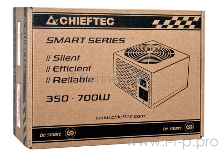 Блок питания 500Вт Chieftec GPS-500A8 ATX12V V2.3 (24+4+6/8pin, вентилятор d120мм) + кабель питания EURO (1.5м)
