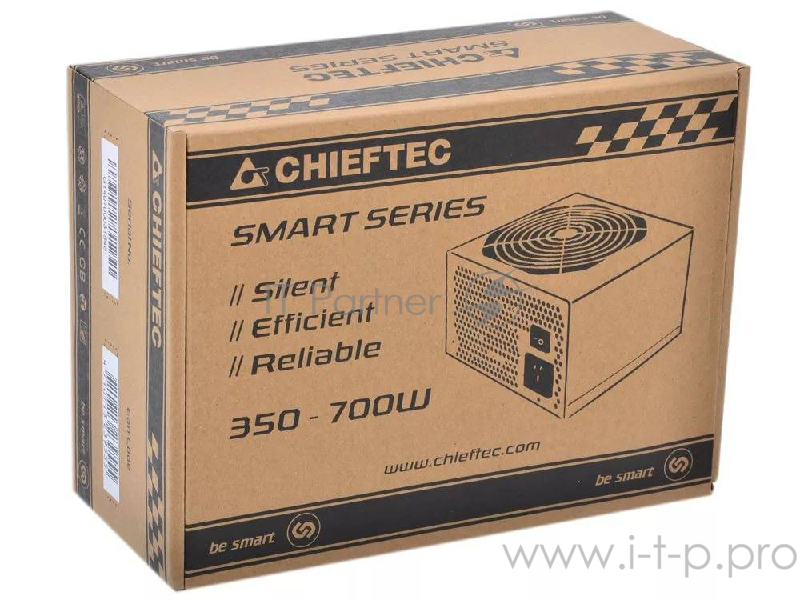 Блок питания 500Вт Chieftec GPS-500A8 ATX12V V2.3 (24+4+6/8pin, вентилятор d120мм) + кабель питания EURO (1.5м)