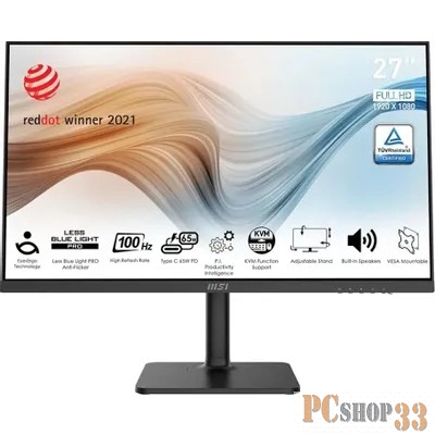 Монитор MSI 27 Modern MD272XP черный IPS LED 1ms 16:9 HDMI M/M матовая HAS Piv 300cd 178гр/178гр 1920x1080 100Hz DP FHD USB 5.85кг