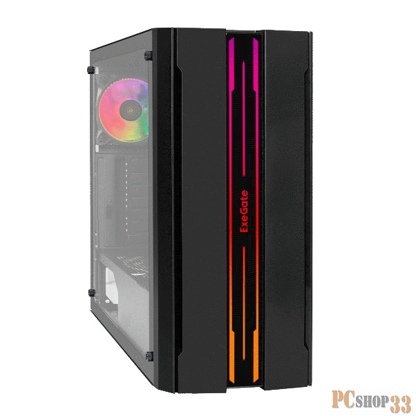 Корпус Miditower ExeGate EVO-5020-EVO800 (ATX, БП EVO800RGB 12см, с окном, 2*USB+1*USB3.0, HD аудио, черный, 1 вент. 12см с RGB подсветкой)