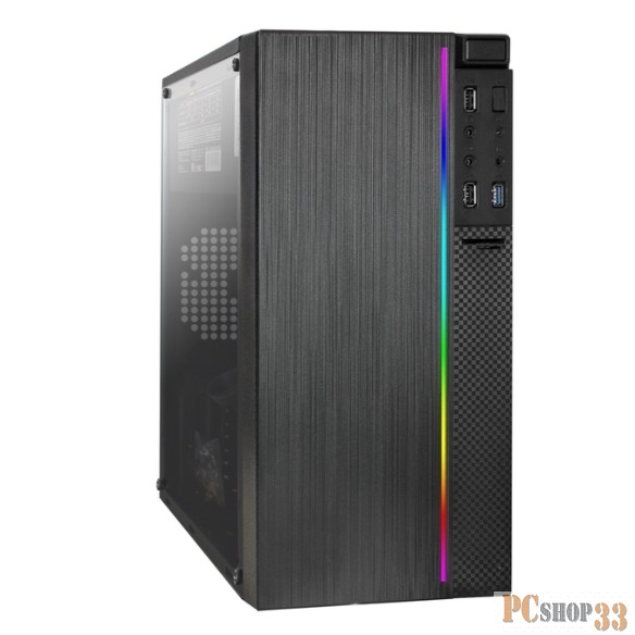 Корпус Minitower ExeGate mEVO-9301-EVO800 (mATX, БП EVO800RGB с вент. 12см, с окном, 2*USB+1*USB3.0, HD аудио, черный, с RGB подсветкой)