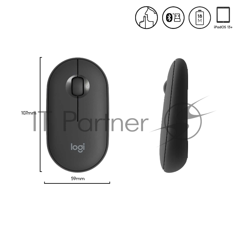 Мышь беспроводная Logitech M350 GRAPHITE (910-005602/910-005576/910-005