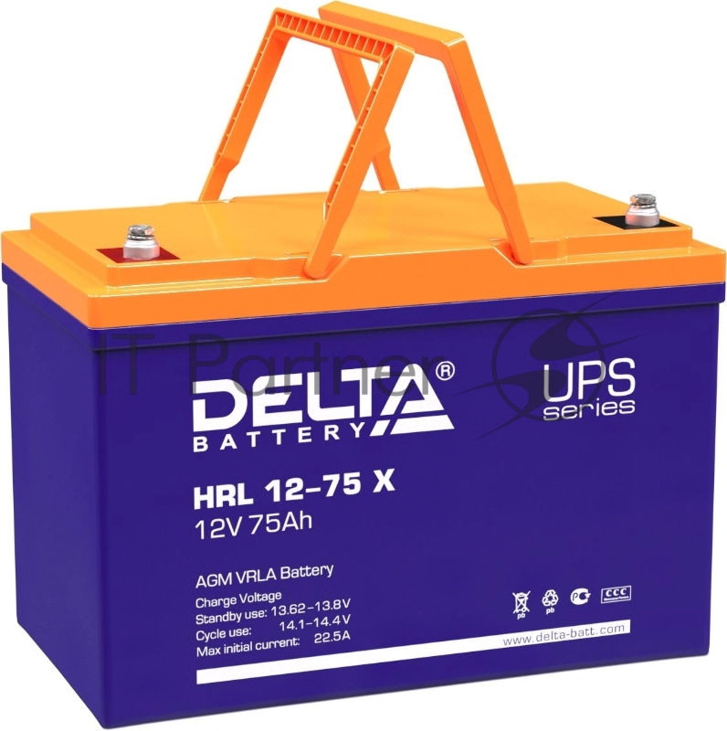 Аккумуляторная батарея Delta HRL 12-75 X напряжение 12В, емкость 75Ач (258х166х215mm)