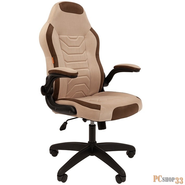 Кресло Chairman game 50 Россия св.беж/коричн. велюр Т6/Т14 пластик черный