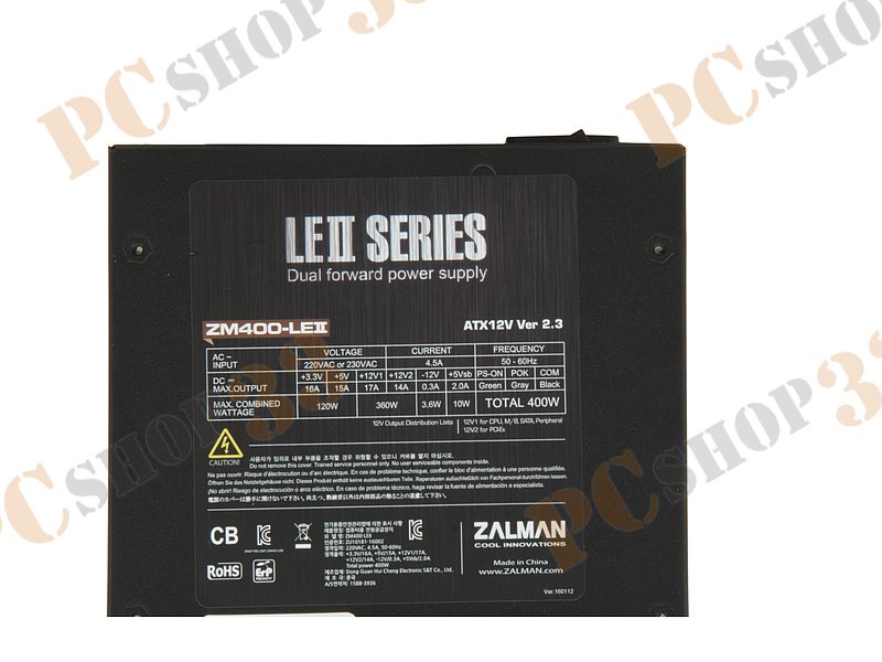 Блок питания 400Вт Zalman ZM400-LEII ATX12V V2.3 (20/24+4/8+6pin, вентилятор d120мм) + кабель питания EURO (1.5м)