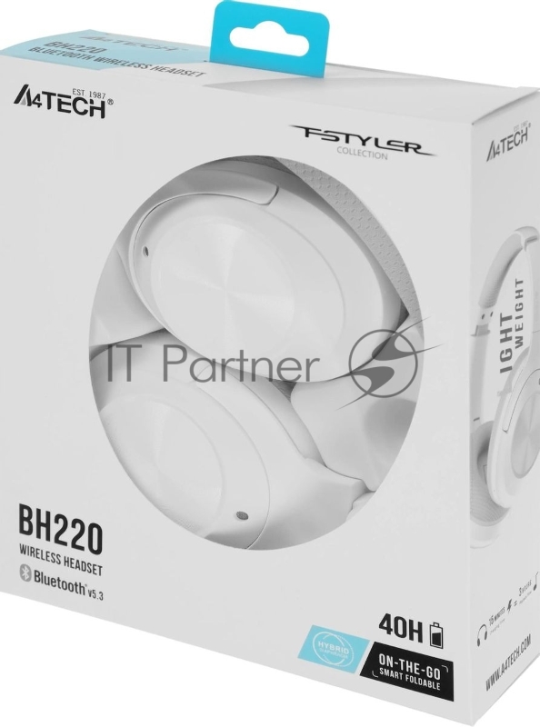 Гарнитура мониторные A4Tech Fstyler BH220 белый беспроводные bluetooth оголовье (BH220 WHITE)