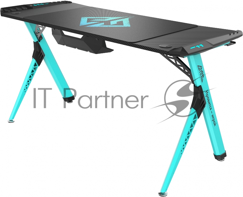 Стол игровой GMNG GG-TB101 столешница ЛДСП карбон каркас голубой 140х60см