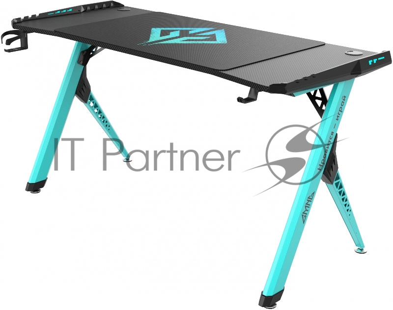 Стол игровой GMNG GG-TB101 столешница ЛДСП карбон каркас голубой 140х60см