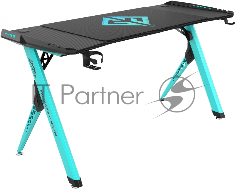 Стол игровой GMNG GG-TB101 столешница ЛДСП карбон каркас голубой 140х60см