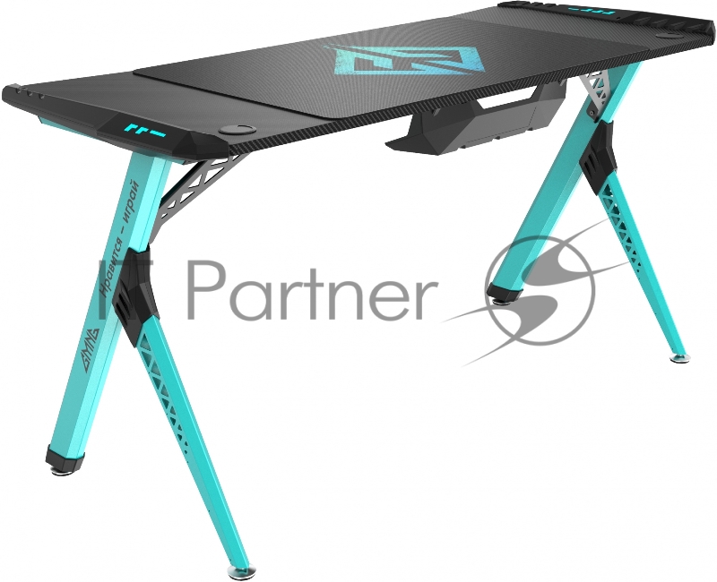 Стол игровой GMNG GG-TB101 столешница ЛДСП карбон каркас голубой 140х60см
