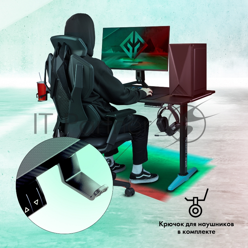 Стол игровой GMNG GG-TB301 столешница ЛДСП карбон каркас черный 140х80см