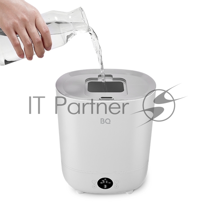 Увлажнитель BQ HDR2002 White. Мощность:23 Вт/Объем:3л/До 15 часов непрерывной работы/Регулировка интенсивности испарения/Расход воды до 200мл/ч /Площадь помещения до 20 м2/ Защита от сухого включения/ Верхний залив воды/Таймер до 8 часов/ Супер тихий