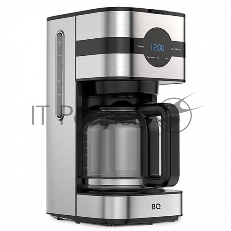 Капельная кофеварка BQ CM2002 Steel-Black, Мощность 900 Вт, Объем 1.5 л, Противокапельная система, Установка часов и настройка таймера, Регулировка крепости кофе, Предварительное смачивание, Функция автоподогрева, Противокапельная система , Многоразо