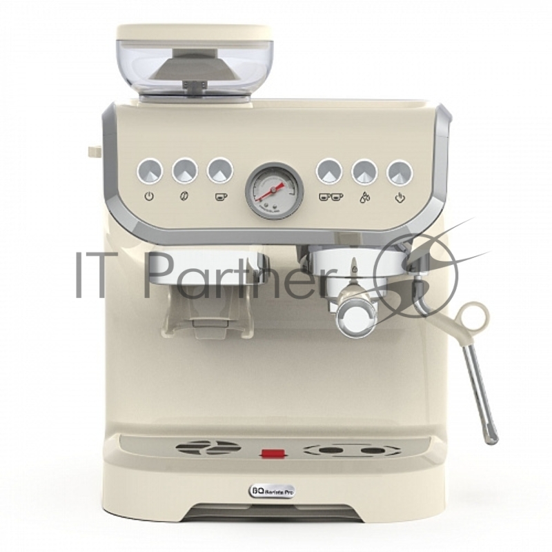 Кофейная станция BQ CM5000 Ivory, Давление 15 бар, Мощность 1560 Вт, Съемный резервуар для воды 2 л, 150 гр объем кофемолки , Точный контроль давления, Функция предсмачивания и программирования объема напитка, Встроенная кофемолка с 15 степенями помо