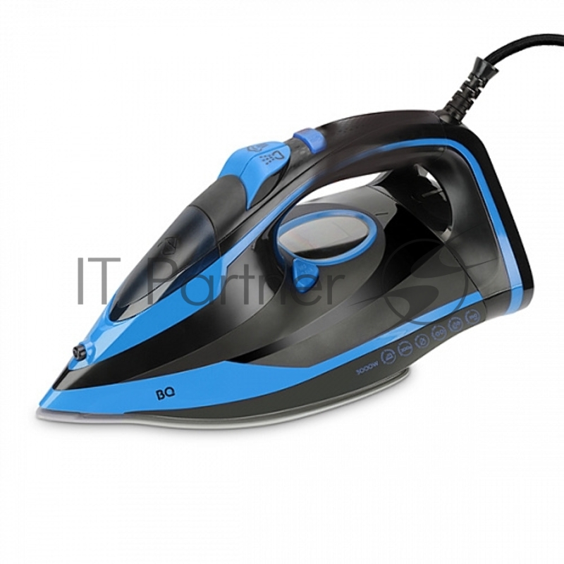 Утюг BQ SI1005 Black-Blue. Мощность 3000 Вт / Резервуар для воды 350 мл / Постоянная подача пара 60 г/мин / Паровой удар 200 г / Керамическое покрытие EasyGlidePRO / Защита от перегрева / Вертикальное отпраивание / LED индикатор / Мерный стакан для в