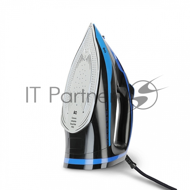 Утюг BQ SI1005 Black-Blue. Мощность 3000 Вт / Резервуар для воды 350 мл / Постоянная подача пара 60 г/мин / Паровой удар 200 г / Керамическое покрытие EasyGlidePRO / Защита от перегрева / Вертикальное отпраивание / LED индикатор / Мерный стакан для в