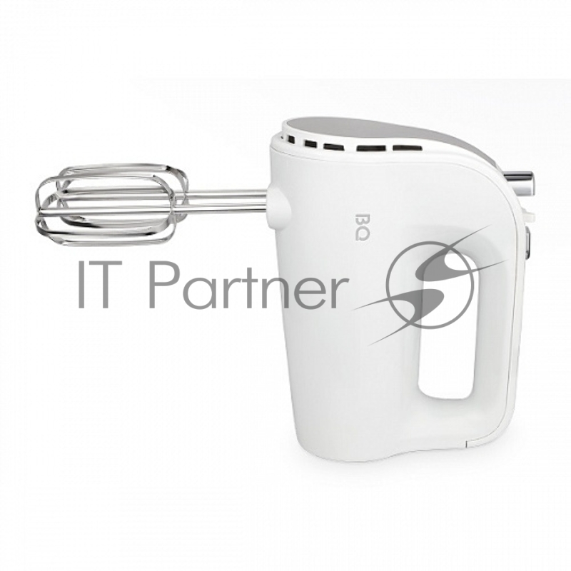 Миксер BQ MX423 White-Steel, Мощность 500 Вт, 5 скоростных режимов, Режим ТУРБО, 2 венчика для взбивания, 2 крюка для замешивания теста, Скорость вращения до 1400 об/мин, Защита от перегрузки, Насадки из нержавеющей стали , Кнопка извлечения насадок,