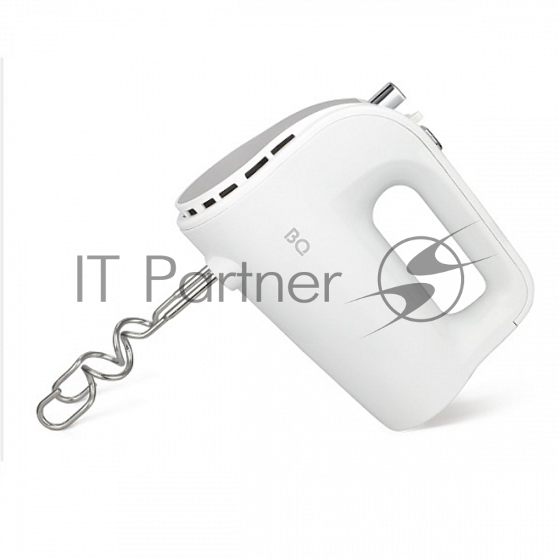 Миксер BQ MX423 White-Steel, Мощность 500 Вт, 5 скоростных режимов, Режим ТУРБО, 2 венчика для взбивания, 2 крюка для замешивания теста, Скорость вращения до 1400 об/мин, Защита от перегрузки, Насадки из нержавеющей стали , Кнопка извлечения насадок,