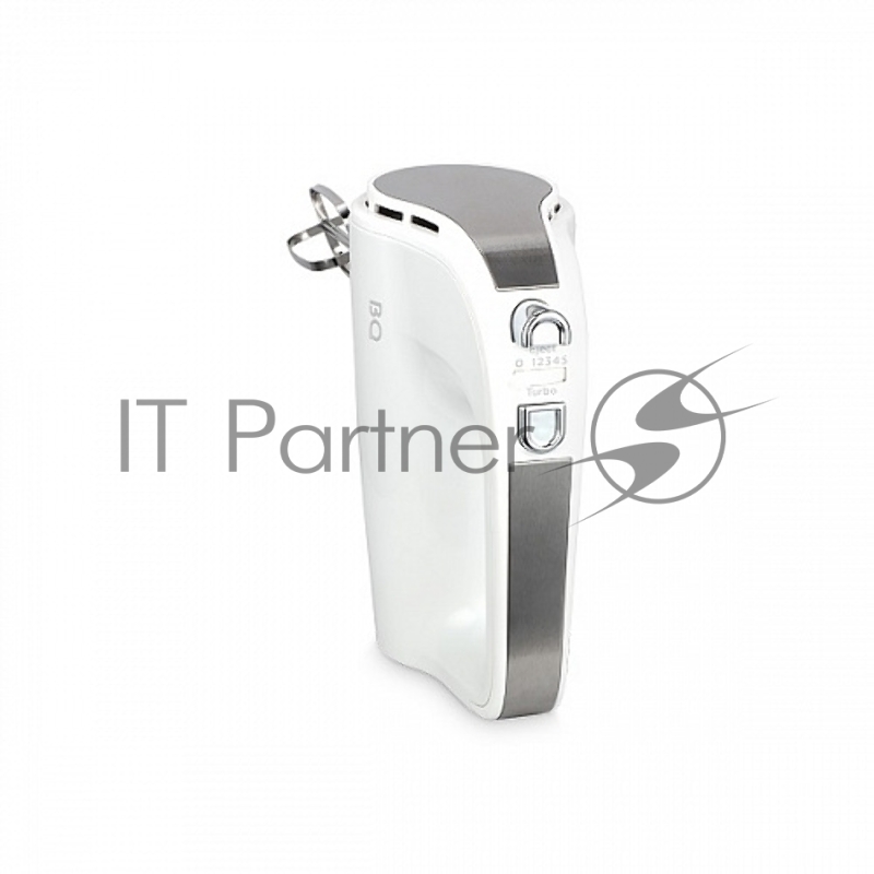 Миксер BQ MX423 White-Steel, Мощность 500 Вт, 5 скоростных режимов, Режим ТУРБО, 2 венчика для взбивания, 2 крюка для замешивания теста, Скорость вращения до 1400 об/мин, Защита от перегрузки, Насадки из нержавеющей стали , Кнопка извлечения насадок,