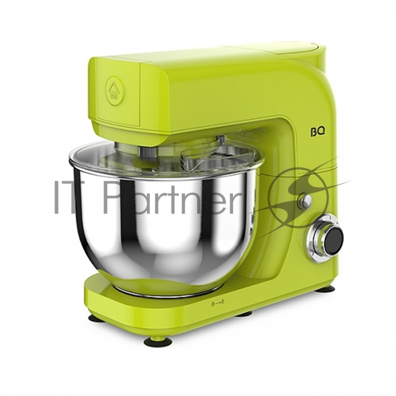 Планетарный миксер BQ MX621 Lime. Максимальная мощность 1600 Вт / Чаша из нержавеющей стали 5 л / 6 скоростей + импульсный режим / Насадки в комплекте: для смешивания, для замешивания теста, для взбивания / Защитная крышка от брызг / Защита от перегр