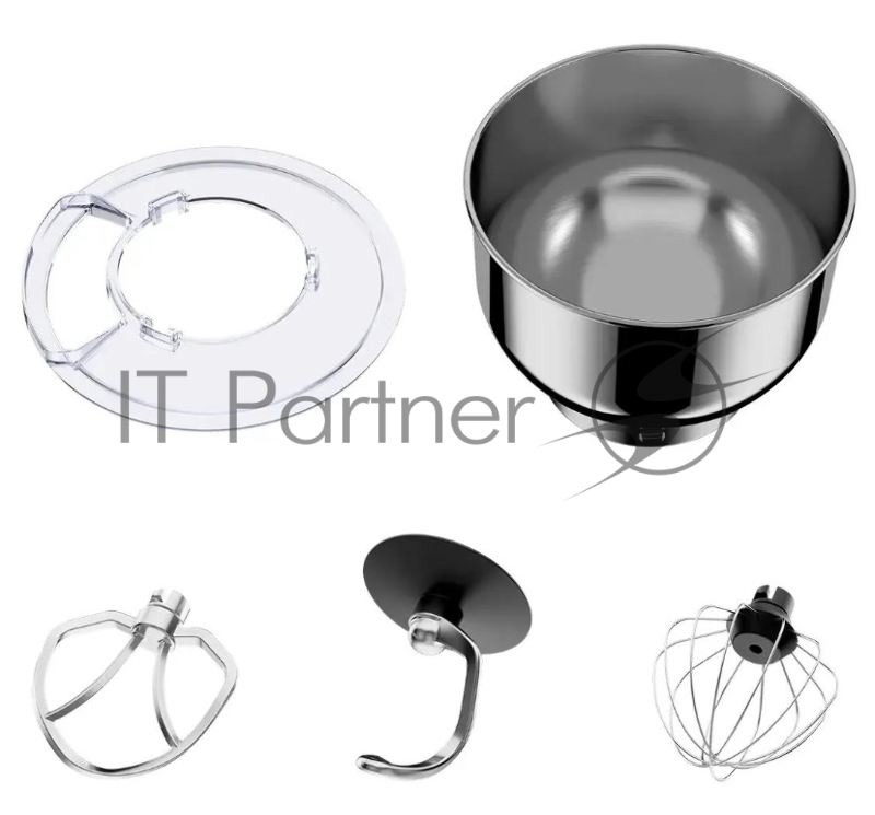 Планетарный миксер BQ MX640 White. Максимальная мощность 1600 Вт / Чаша из нержавеющей стали 6 л / Функция ферментации/ Подогрев чаши до 40C / Электронное управление / Металлические насадки в комплекте / Металлические шестерни / Двойная защита: от пе