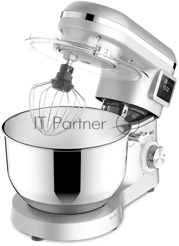 Планетарный миксер BQ MX640 White. Максимальная мощность 1600 Вт / Чаша из нержавеющей стали 6 л / Функция ферментации/ Подогрев чаши до 40C / Электронное управление / Металлические насадки в комплекте / Металлические шестерни / Двойная защита: от пе