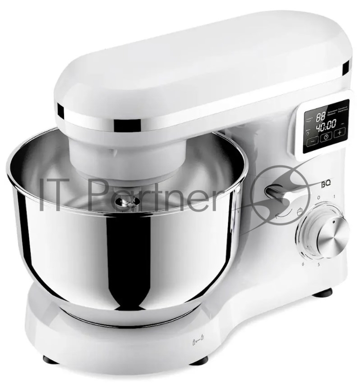 Планетарный миксер BQ MX640 White. Максимальная мощность 1600 Вт / Чаша из нержавеющей стали 6 л / Функция ферментации/ Подогрев чаши до 40C / Электронное управление / Металлические насадки в комплекте / Металлические шестерни / Двойная защита: от пе