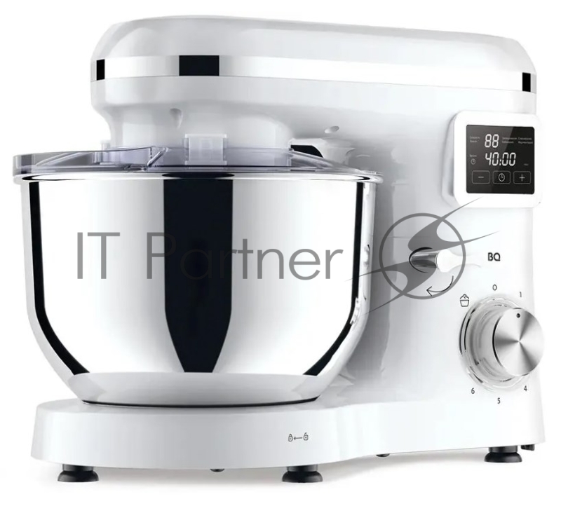 Планетарный миксер BQ MX640 White. Максимальная мощность 1600 Вт / Чаша из нержавеющей стали 6 л / Функция ферментации/ Подогрев чаши до 40C / Электронное управление / Металлические насадки в комплекте / Металлические шестерни / Двойная защита: от пе