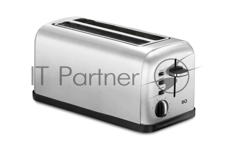 Тостер BQ T2003 Steel-Black, Мощность 1500 Вт, 6 степеней поджаривания, Функция подогрева, разморозки и отмена, Съемный лоток для сбора крошек, Автоматическое центрирование тостов, Подъемник для небольших ломтиков, Индикация включения и режима работы