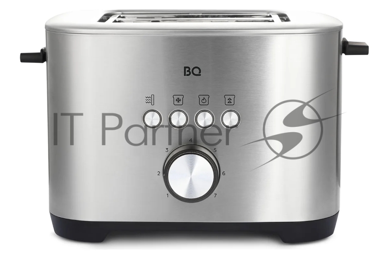 Тостер BQ T1010 Steel-Black, Мощность 800 Вт, 7 степеней поджаривания , Функция подогрева, разморозки, одностороннего поджаривания и отмена, Съемный лоток для сбора крошек, Автоматическое центрирование тостов, Подъемник для небольших ломтиков, Подста