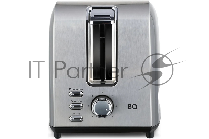 Тостер BQ T1009 Steel-Black, Мощность 800 Вт, 7 степеней поджаривания, Функция подогрева, разморозки и отмена, Съемный лоток для сбора крошек, Автоматическое центрирование тостов, Подъемник для небольших ломтиков, Индикация режима работы, Автоматичес