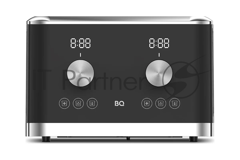 Тостер BQ T4000 Black-Steel, Мощность 1600 Вт, 7 степеней поджаривания, Функция отмена, Съемный лоток для сбора крошек. Автоматическое центрирование тостов, Автоматическое отключение, Отсек для хранения электрошнура, Напряжение сети: 220-240 В, 50-60