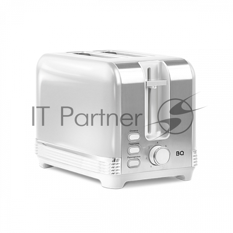 Тостер BQ T1000 White. Потребляемая мощность, Вт: 1000 Вт, Количество отсеков: 2 тоста, Количество режимов поджаривания: 7 режимов, Съемный лоток для крошек: Да, Автоматическое центрирование тостов: Да, Тип управления (механический / электронный): Эл