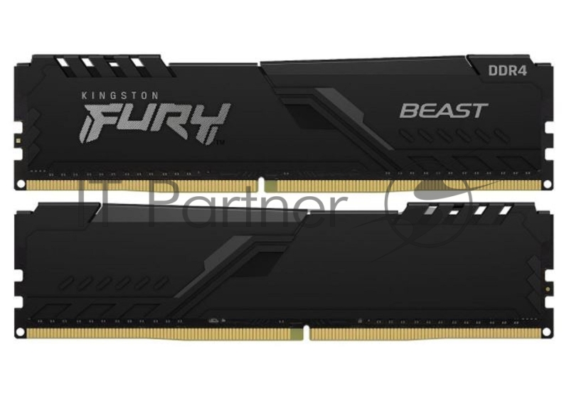 Модуль памяти Kingston DDR4 DIMM 32Gb PC25600, 3200Mhz, FURY Beast Black CL16 (Kit of 2) (KF432C16BBK2/32) (retail)