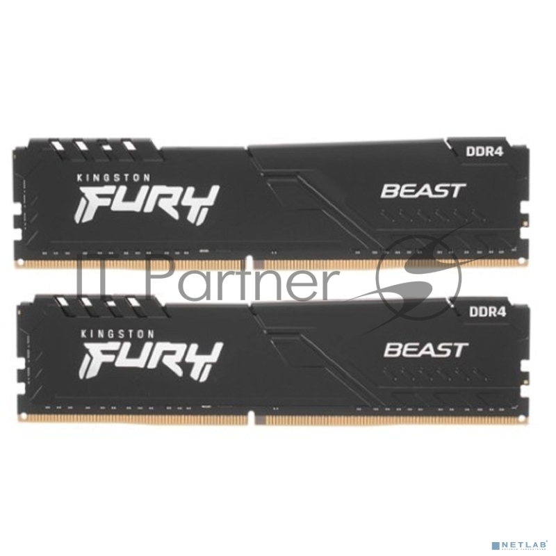 Модуль памяти Kingston DDR4 DIMM 32Gb PC25600, 3200Mhz, FURY Beast Black CL16 (Kit of 2) (KF432C16BBK2/32) (retail)