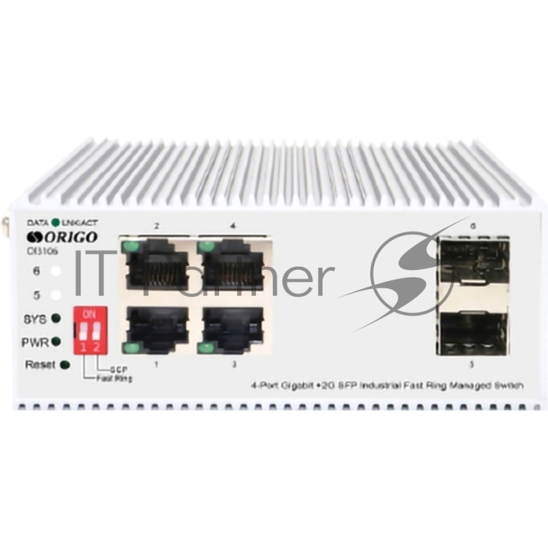 Коммутатор Managed L2 Industrial Fast Ring Switch 4x1000Base-T, 2x1000Base-X SFP, Surge 4KV, -40 to 75°C