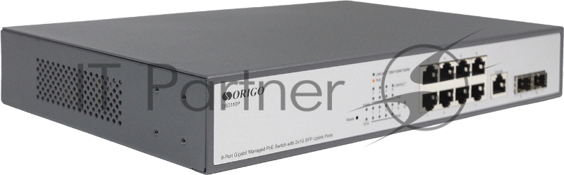 Коммутатор Managed L2 Switch 8x1000Base-T PoE, 2x1000Base-X SFP, PoE Budget 135W, RJ45 Console, 19 w/brackets